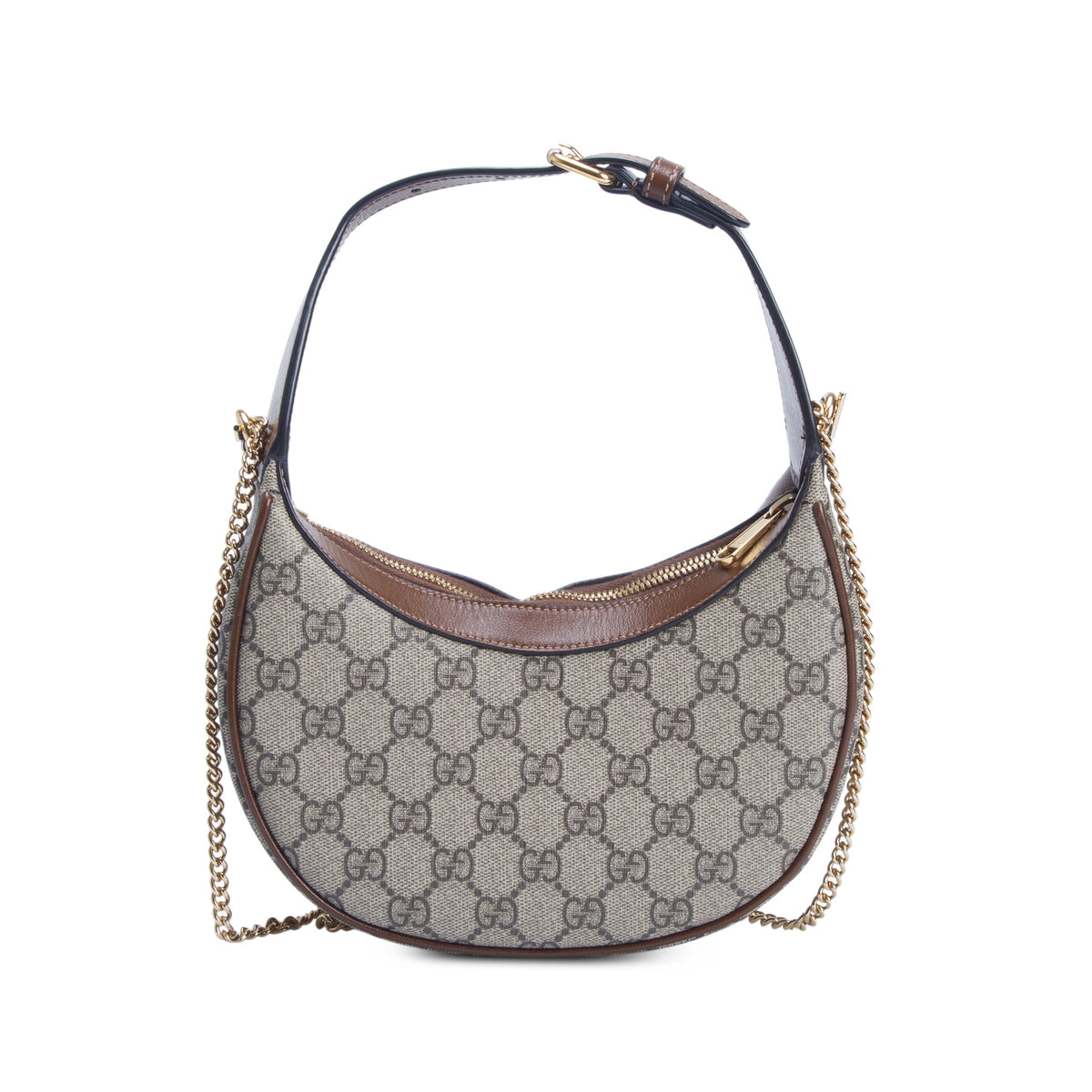 Gucci GG Supreme Monogram Mini Retro Interlocking G Half Moon Bag w/ Chain