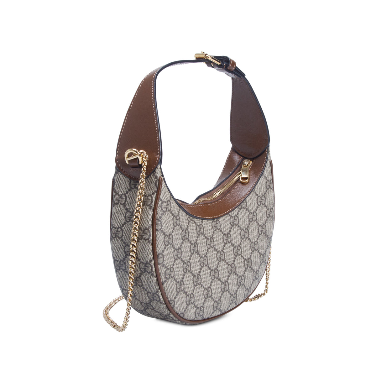 Gucci GG Supreme Monogram Mini Retro Interlocking G Half Moon Bag w/ Chain