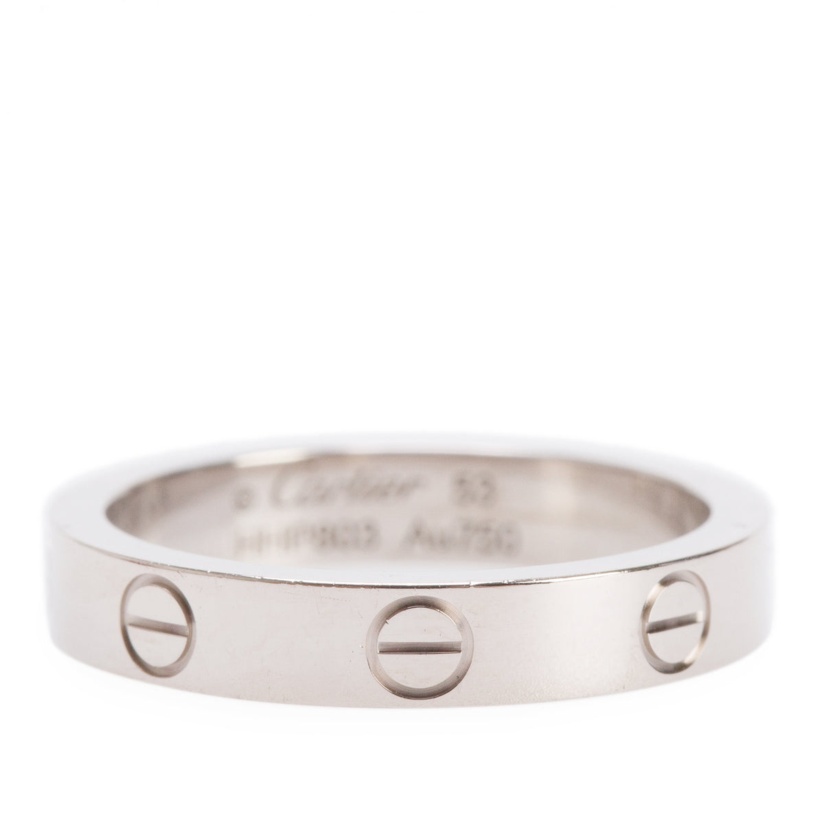 Cartier 18k White Gold 3.6 MM Love Wedding Band Ring, Size 53 6.25 w/ Box