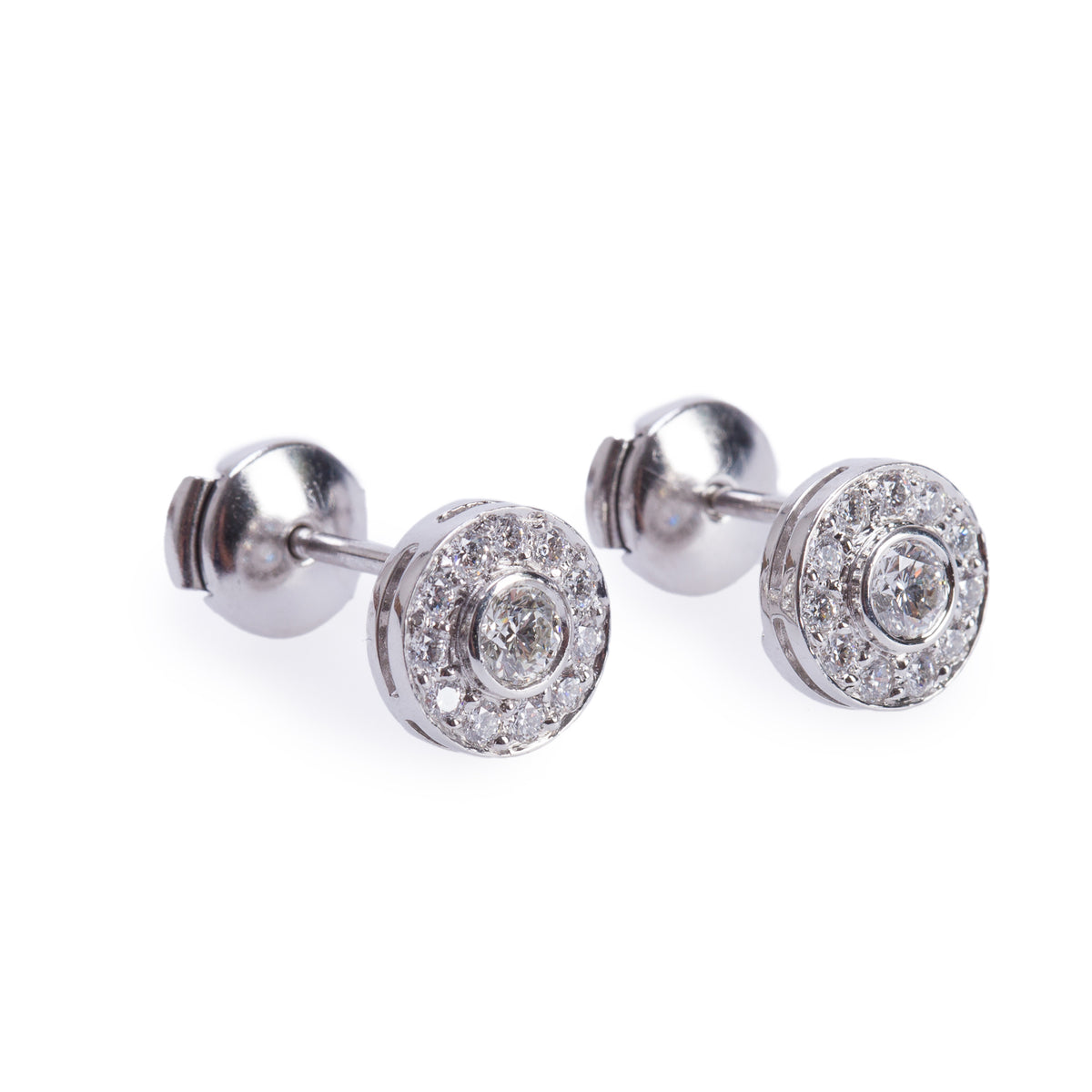 Tiffany & Co. Platinum Diamond Circlet Stud Earrings w/ Box