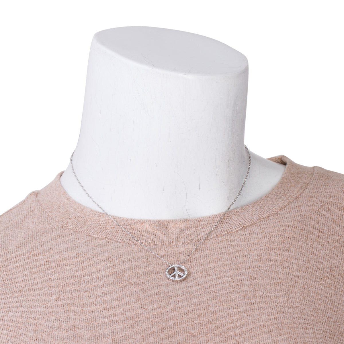 Tiffany & Co. Platinum Diamond Peace Sign Pendant Necklace w/ Box