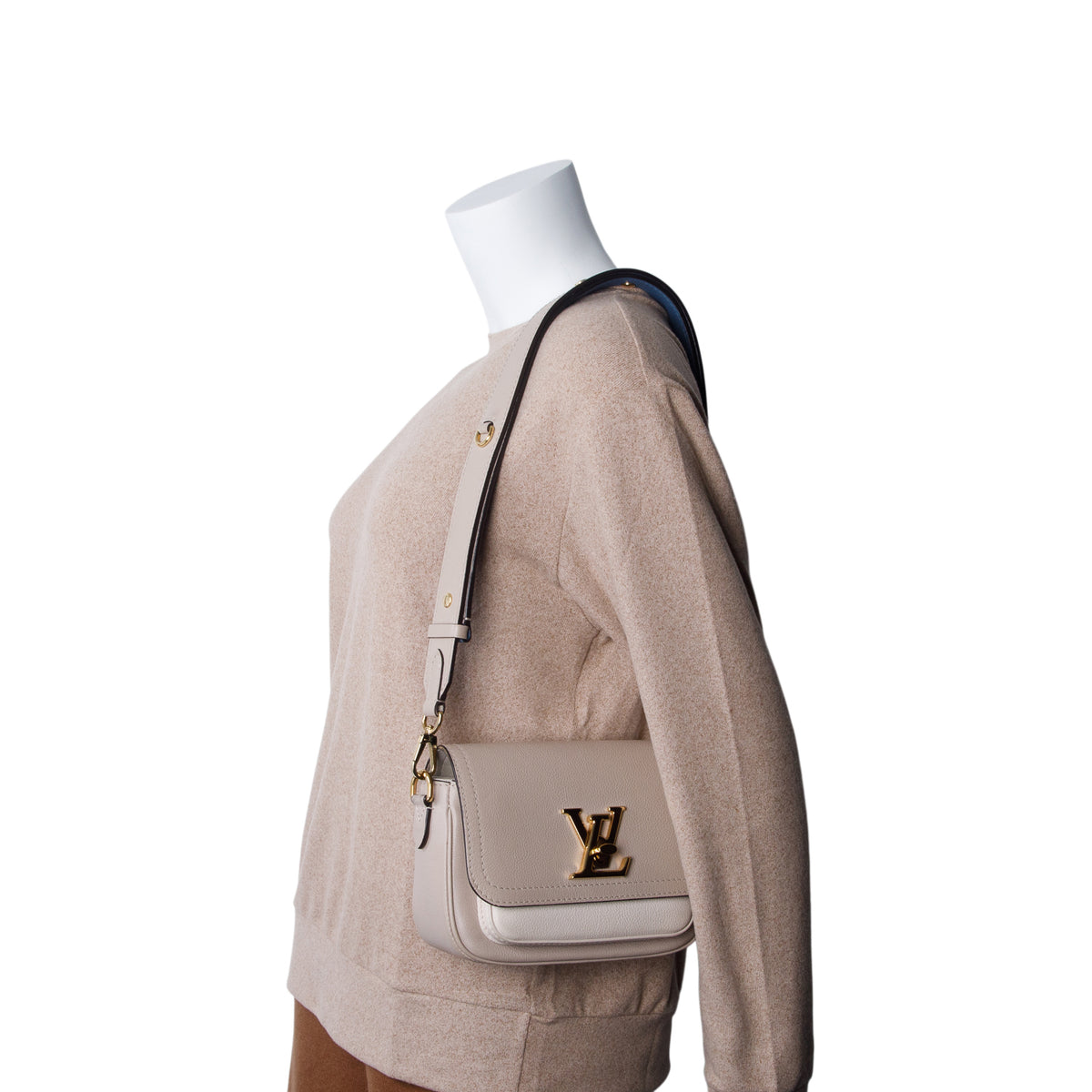 Louis Vuitton Beige Leather LockMe Tender Bag w/ Straps