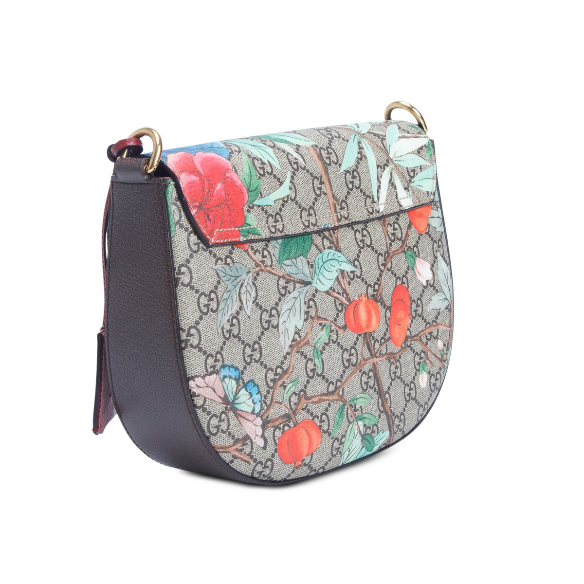 Gucci GG Supreme Monogram Tian Web Medium Padlock Messenger Shoulder Bag