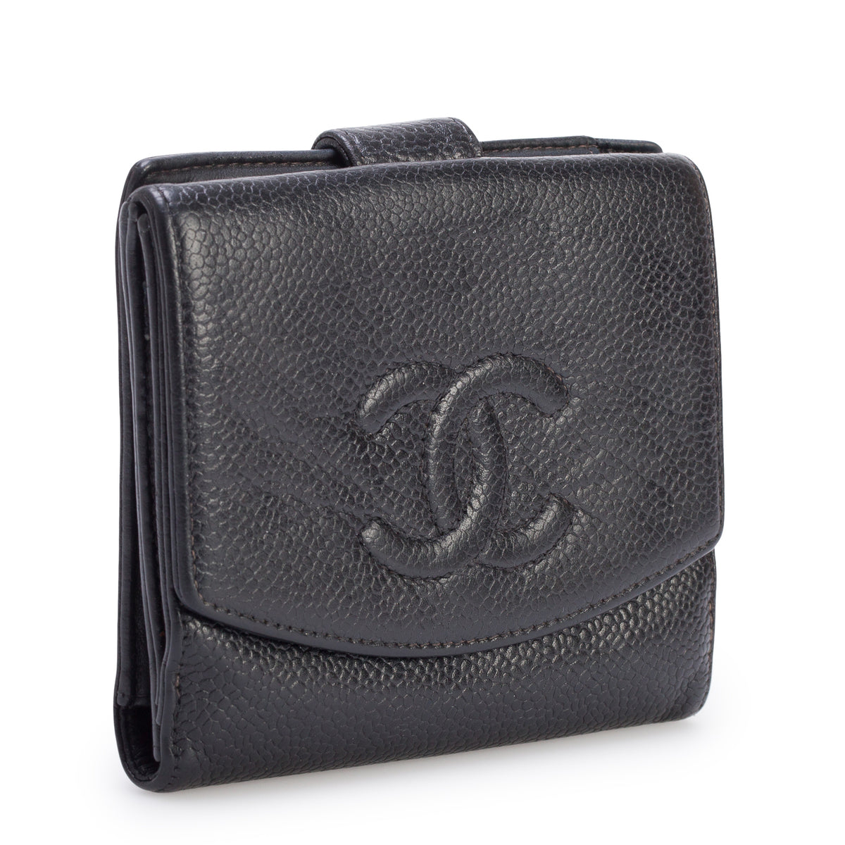 Chanel Black Caviar Leather Timeless Compact Wallet