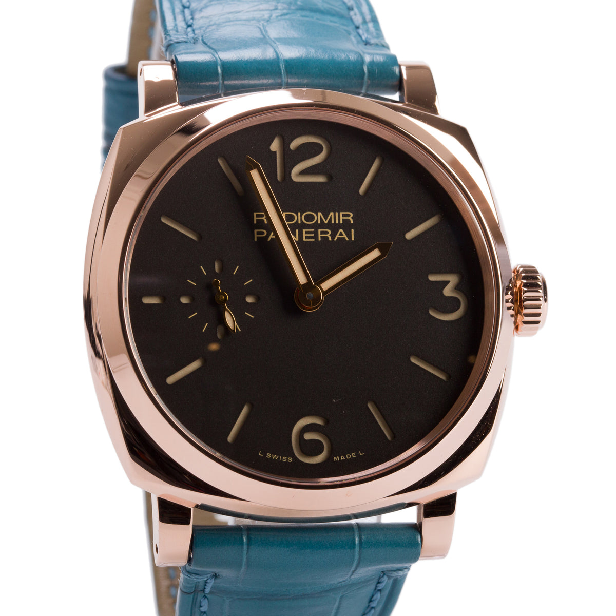 Panerai 18k Rose Gold Luminor Due 3 Days 42 MM Manual Watch Grey Dial PAM00677