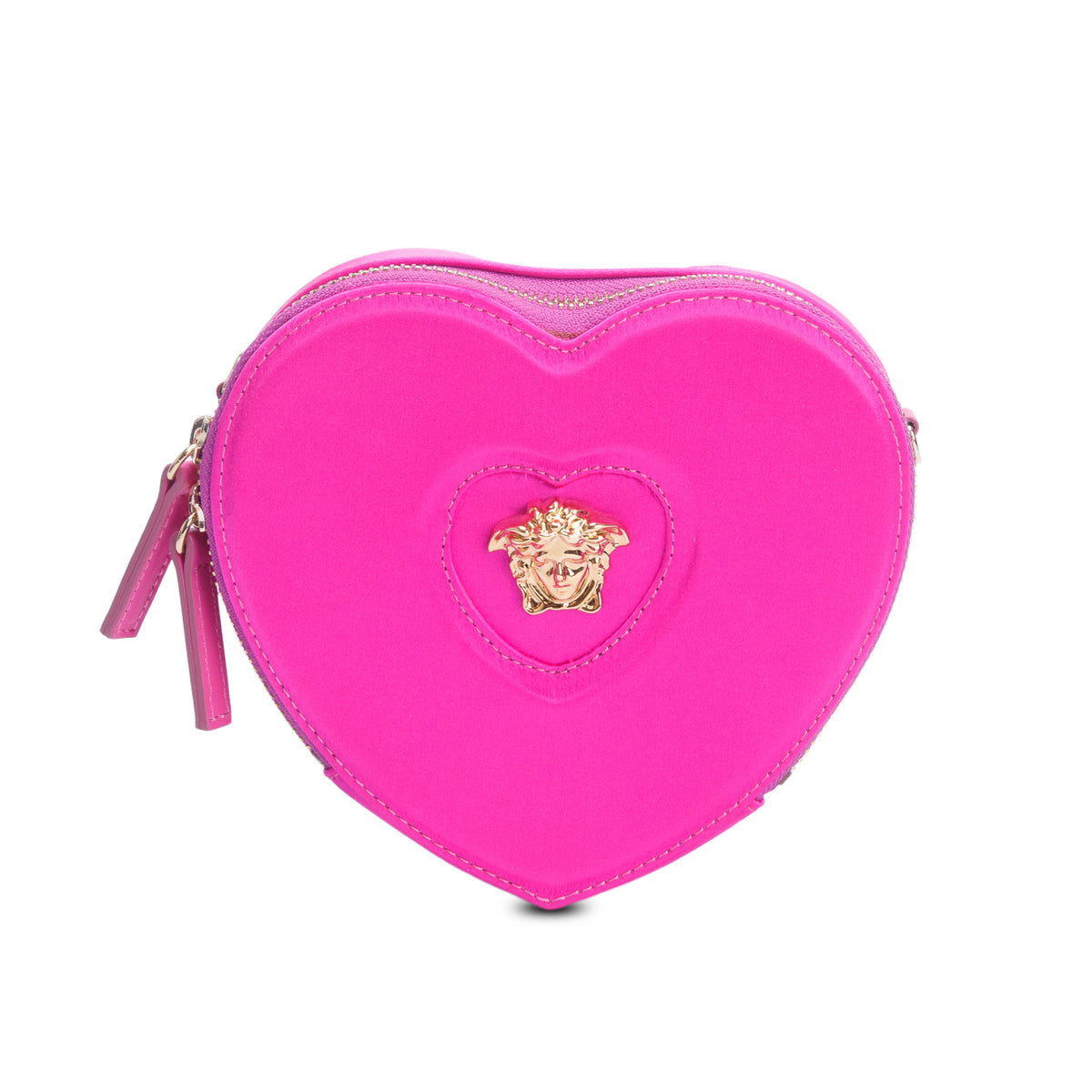 Versace Pink Satin Medusa Heart Bag w/ Box