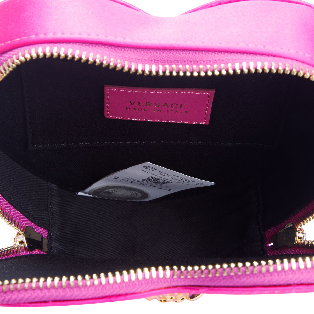 Versace Pink Satin Medusa Heart Bag w/ Box