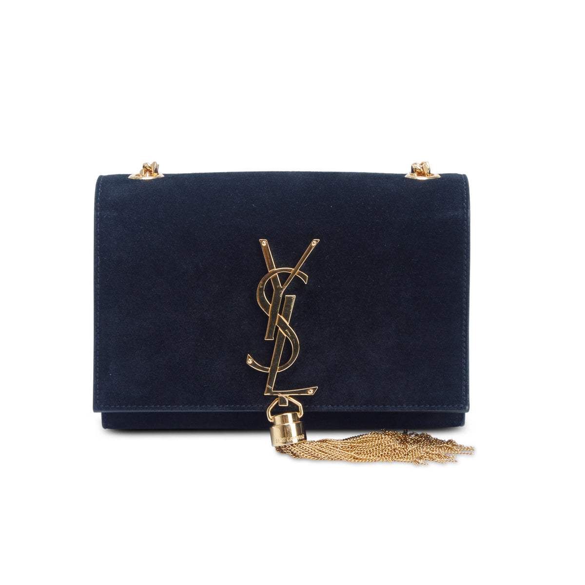 Saint Laurent Black Suede Small Monogram Kate Tassel Bag