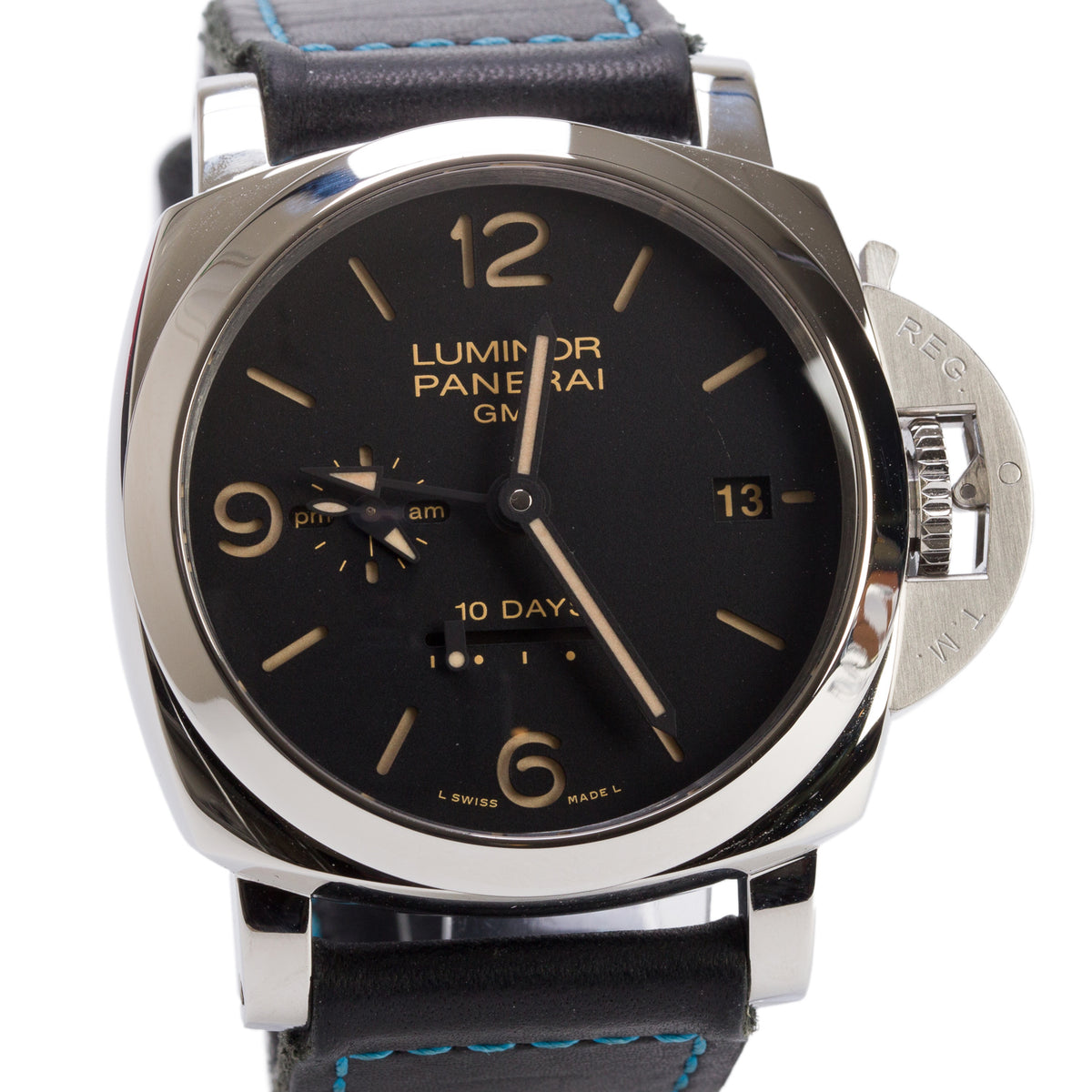 Panerai Stainless Steel Luminor 1950 10 Days GMT 44 MM Automatic Watch Black Dial PAM00533 w/ Box