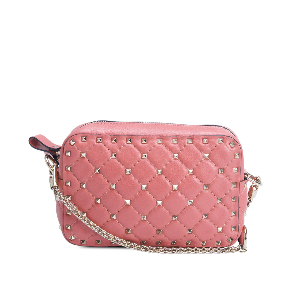Valentino Pink Nappa Rockstud Spike Camera Crossbody Bag