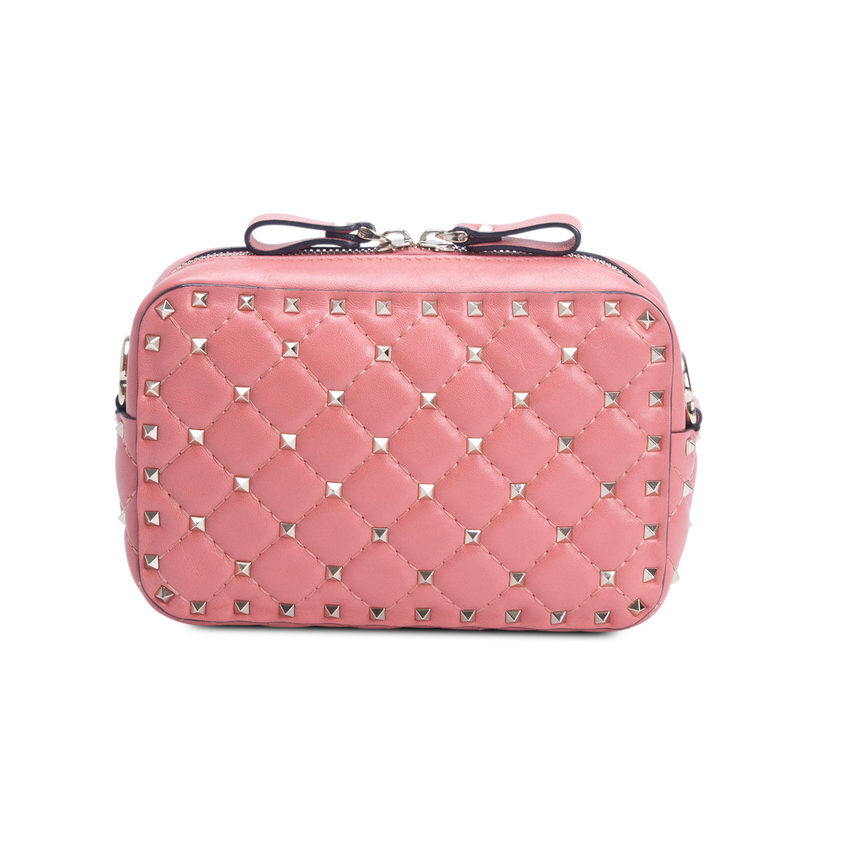 Valentino Pink Nappa Rockstud Spike Camera Crossbody Bag