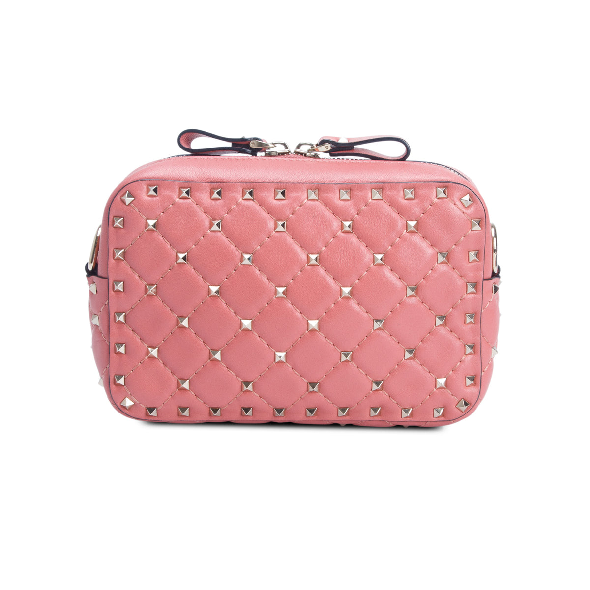 Valentino Pink Nappa Rockstud Spike Camera Crossbody Bag