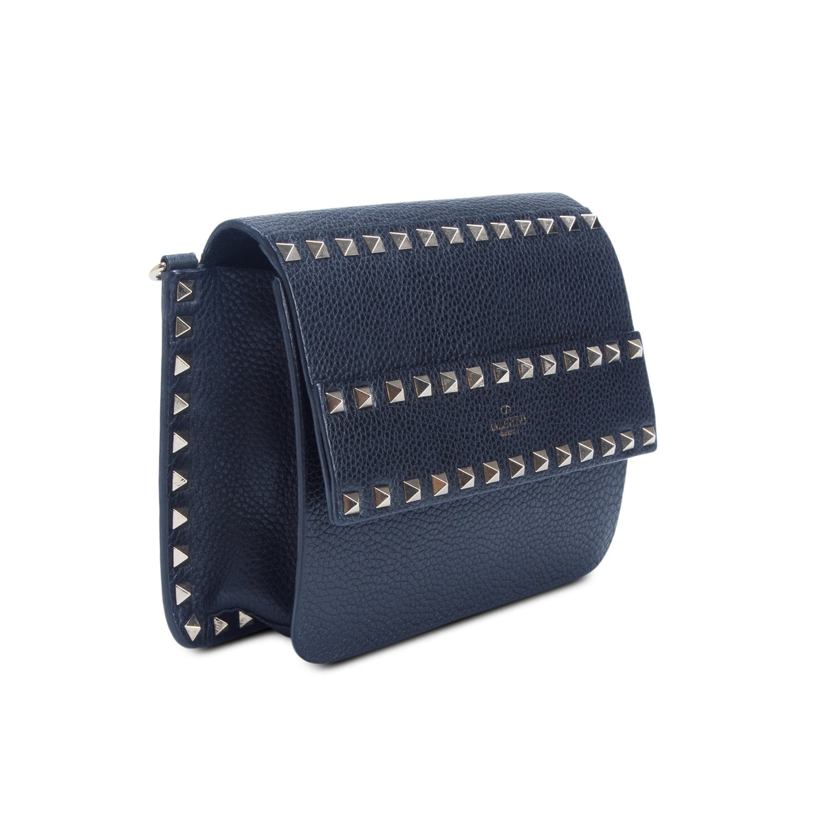 Valentino Black Vitello Rockstud Side Slip Crossbody