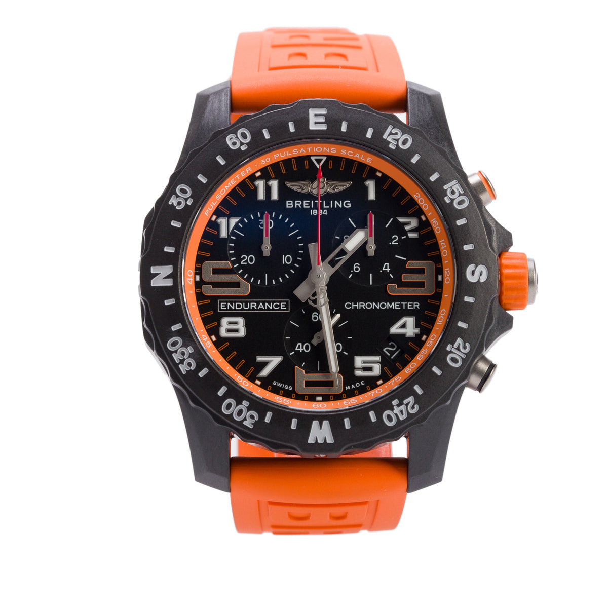 Breitling Breitlight Black Polymer Endurance Pro 44MM Watch Orange X82310 w/ Box & Papers