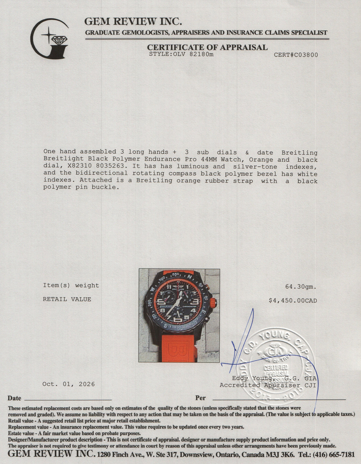 Breitling Breitlight Black Polymer Endurance Pro 44MM Watch Orange X82310 w/ Box & Papers