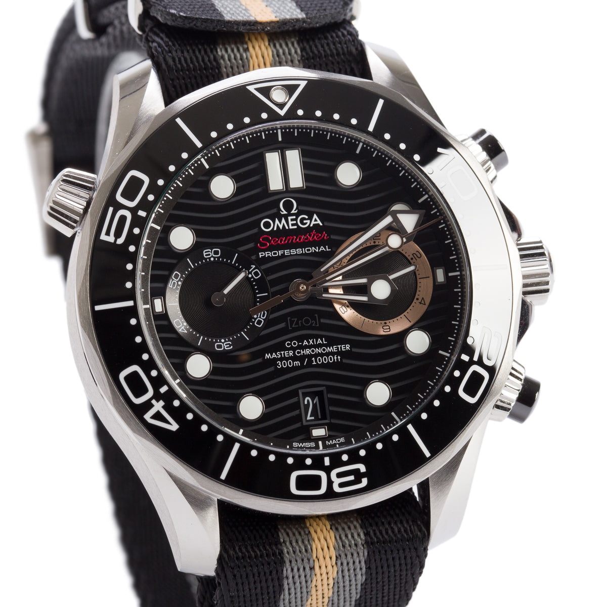 Omega 2026 Stainless Steel 007 James Bond First Light Seamaster Diver 300M Co-Axial Master Chronometer 44 MM Automatic Chronograph Watch Black Dial w/ Box & Papers