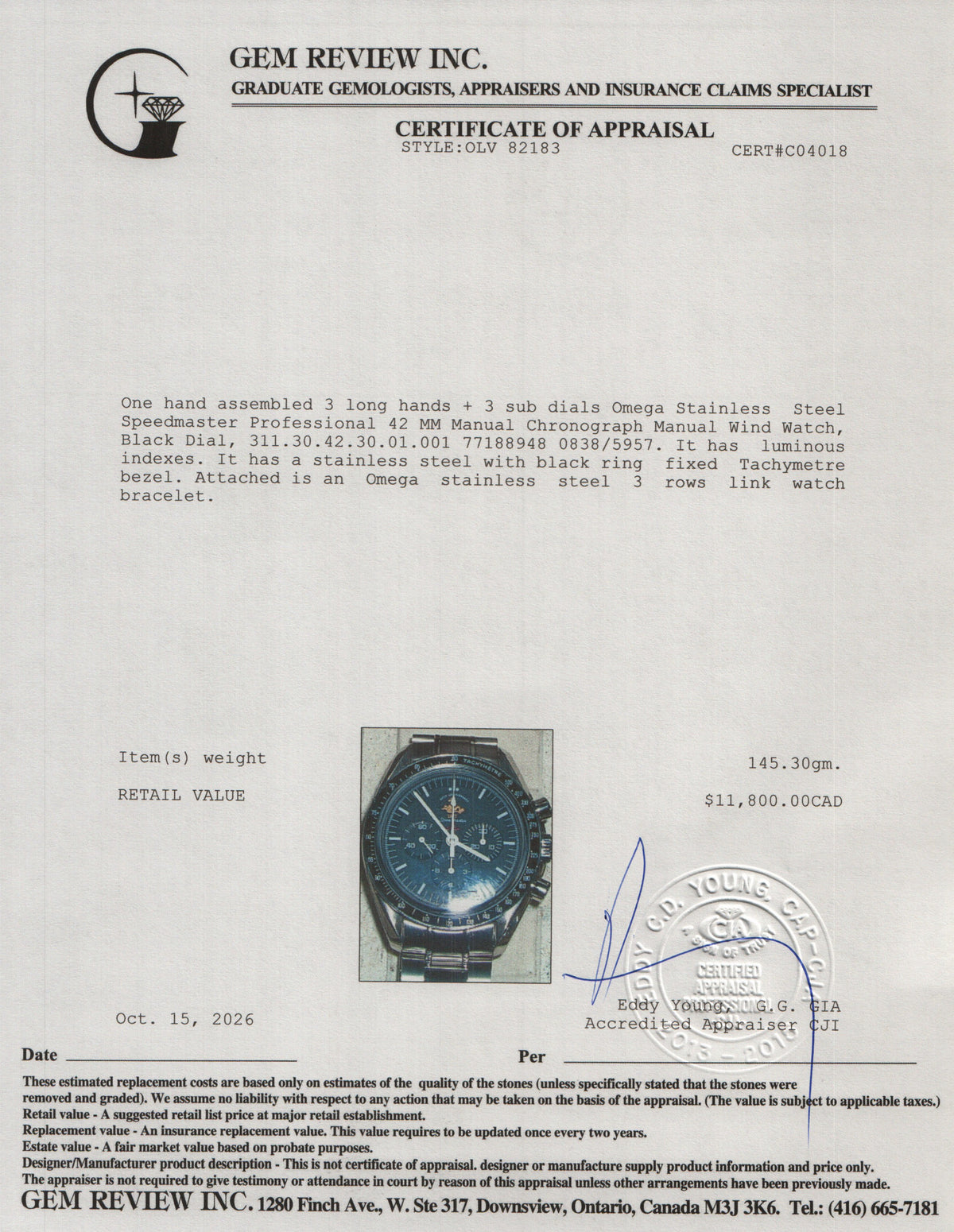 Omega Stainless Steel 50th Anniversary Speedmaster Professional 42 MM Manual Chronograph Watch Black Dial