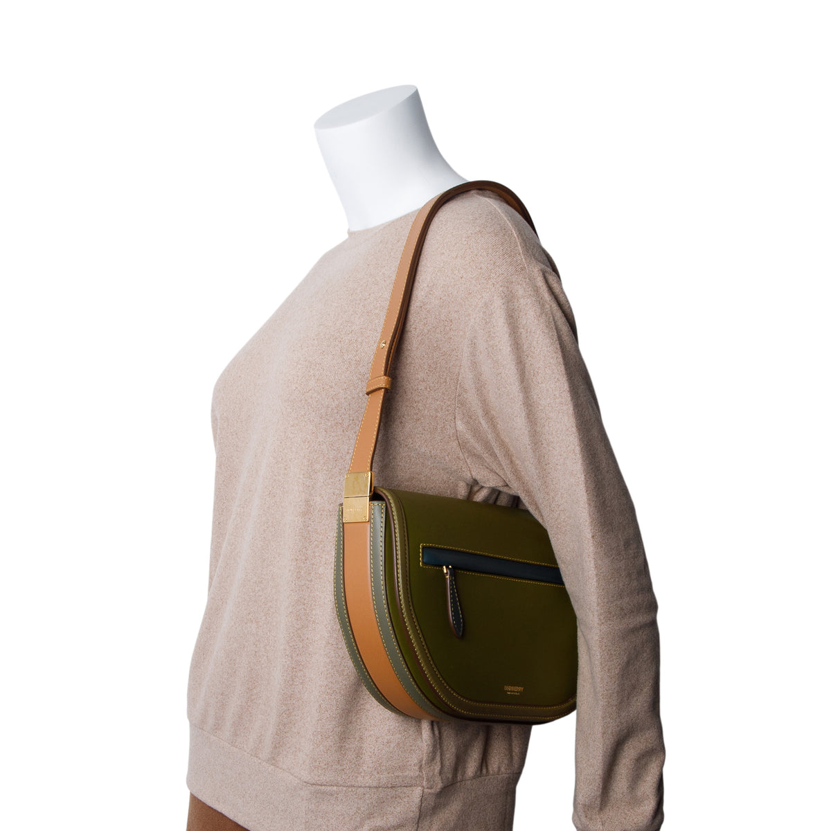 Burberry Green Calfskin Medium Olympia Shoulder Bag