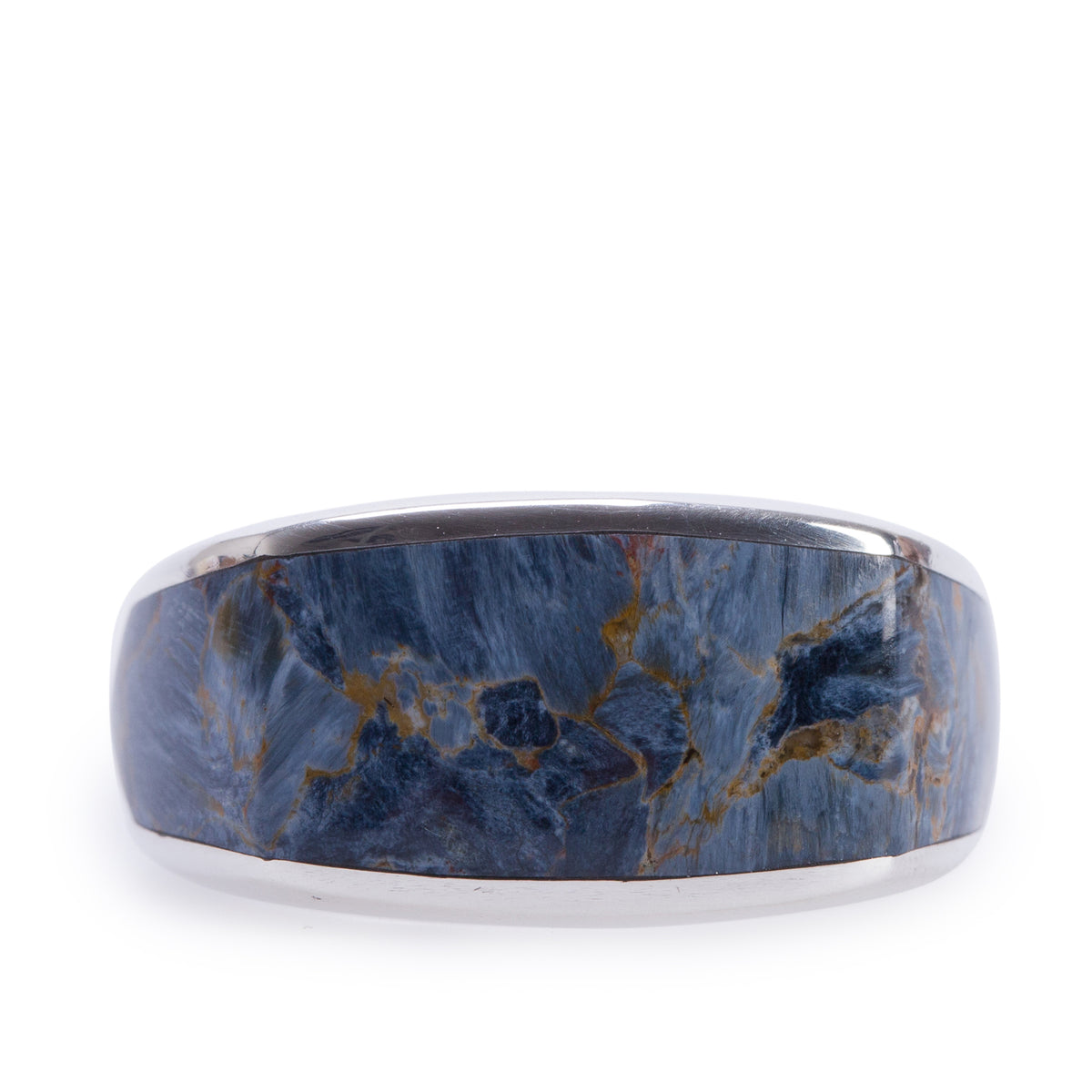 David Yurman Sterling Silver Exotic Stone Three Sided Signet Ring with Pietersite, Size 10