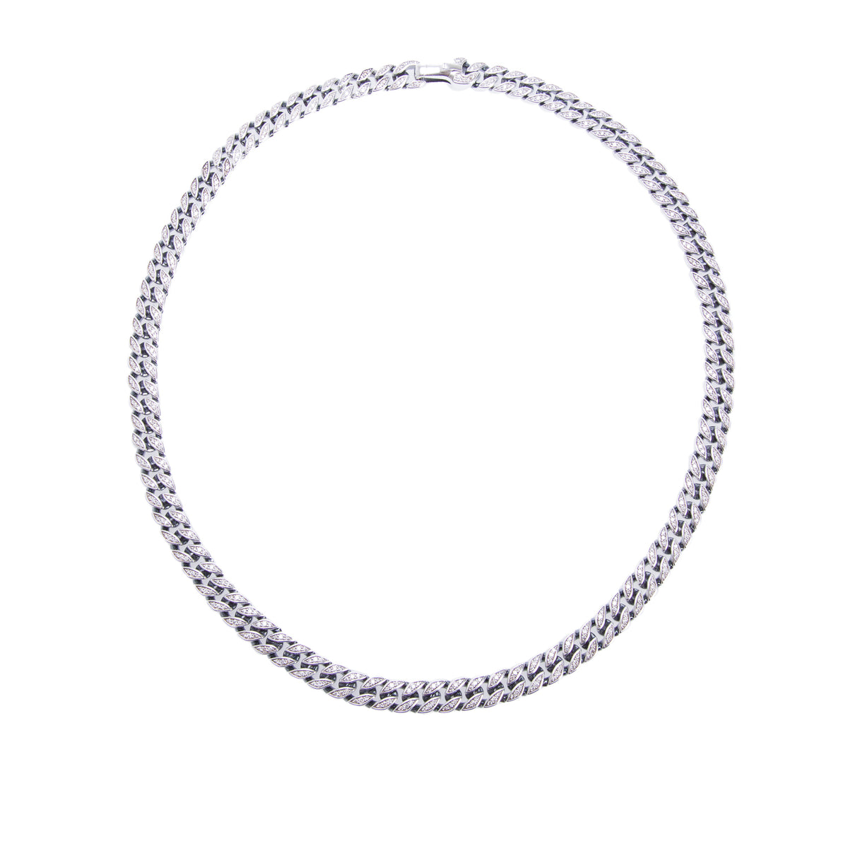 David Yurman Sterling Silver Diamond 8 MM Curb Chain Link Necklace, 20" w/ Box