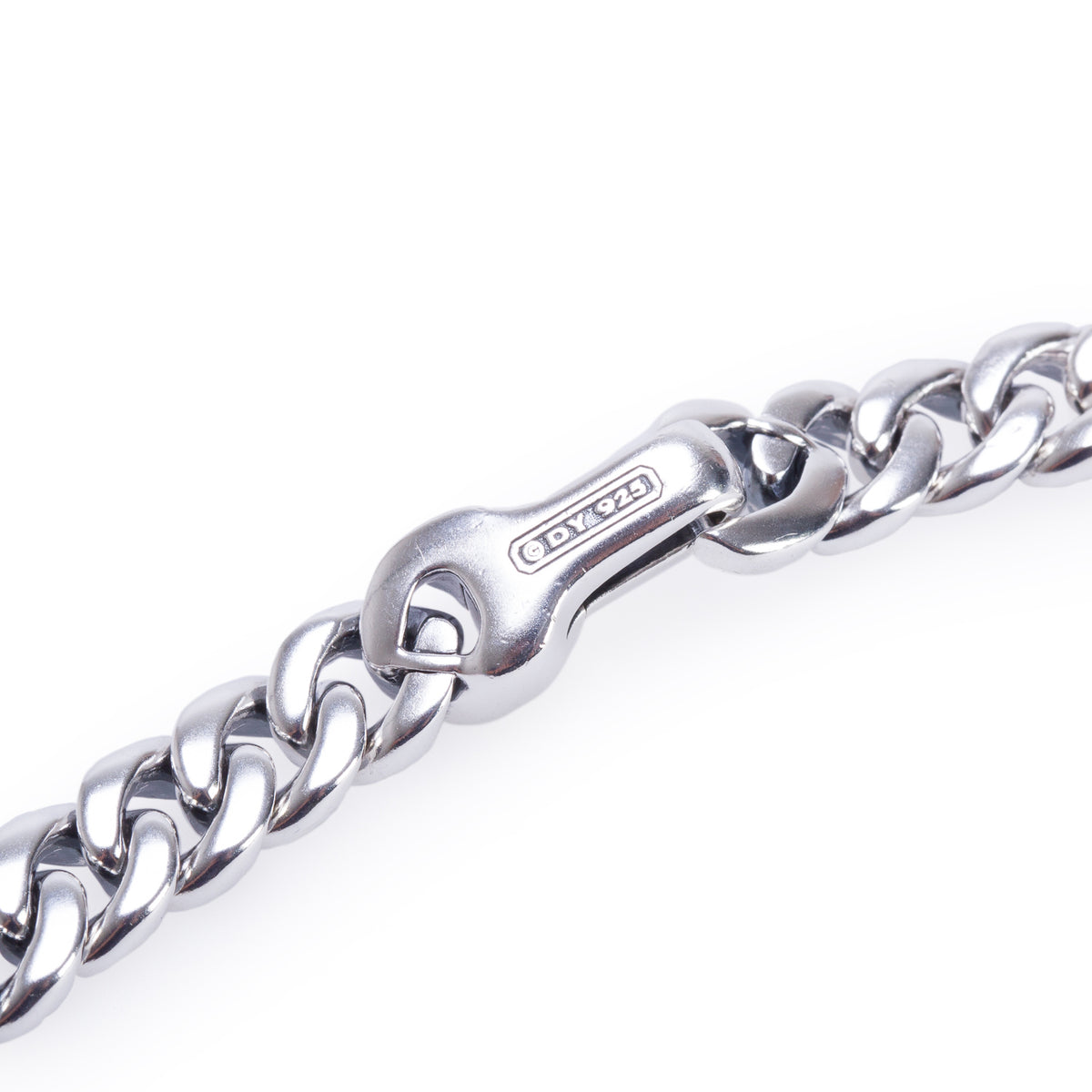 David Yurman Sterling Silver Diamond 8 MM Curb Chain Link Necklace, 20" w/ Box