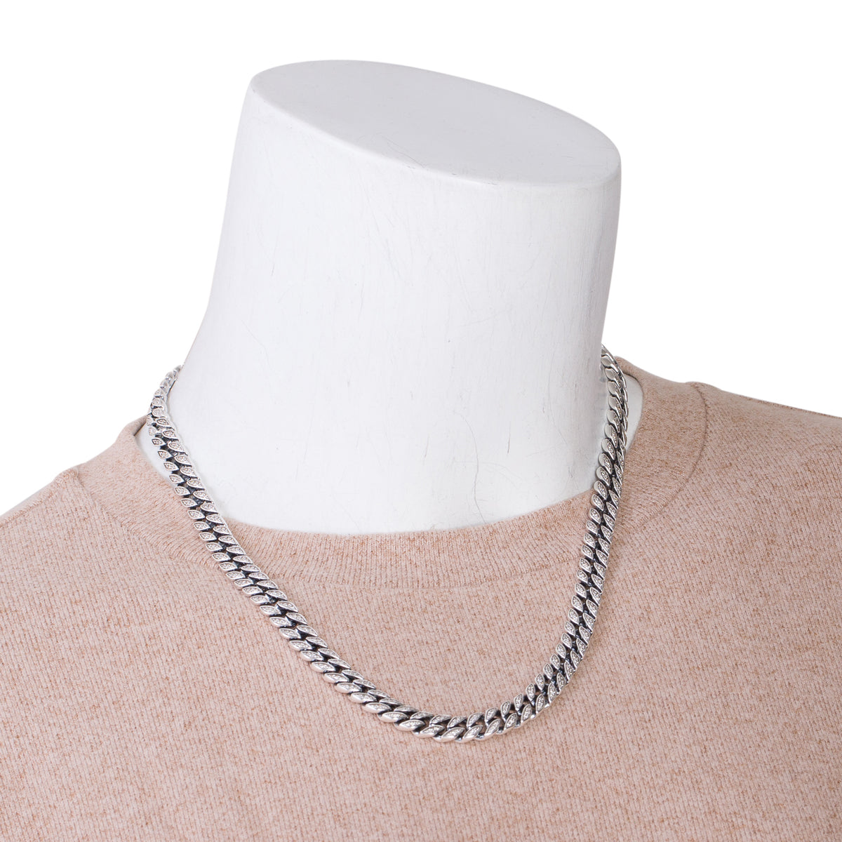 David Yurman Sterling Silver Diamond 8 MM Curb Chain Link Necklace, 20" w/ Box