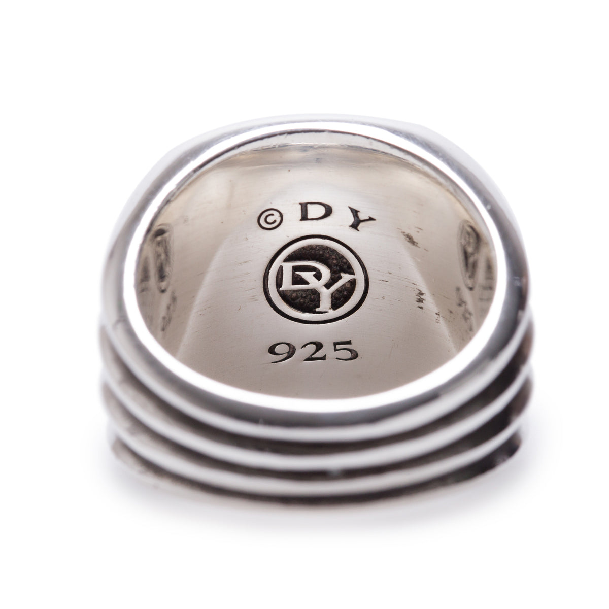 David Yurman Sterling Silver Exotic Stone Signet Ring with Pietersite, Size 10