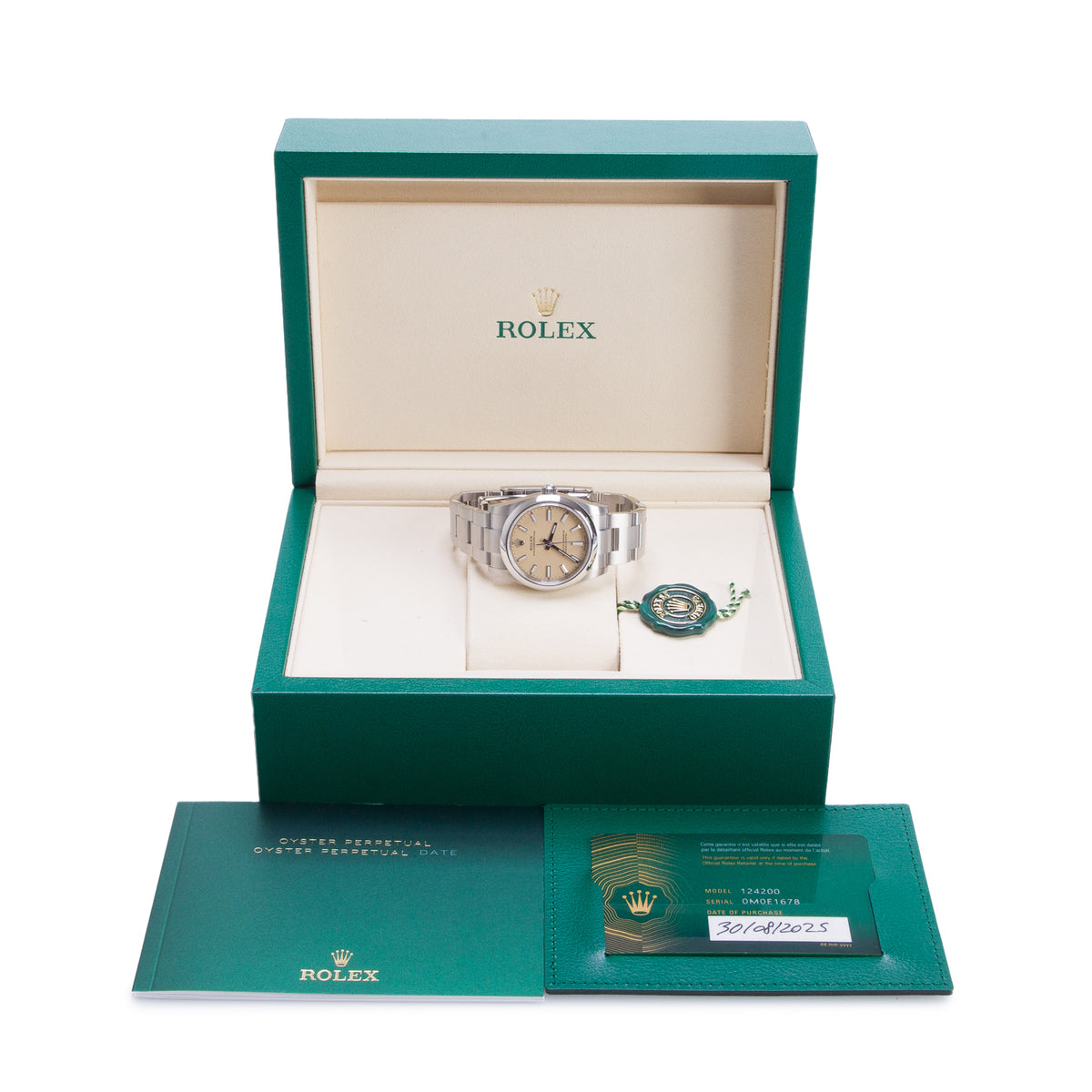 Rolex 2025 Stainless Steel Oyster Perpetual 31 MM Automatic Watch Beige Dial 124200 w/ Box & Papers