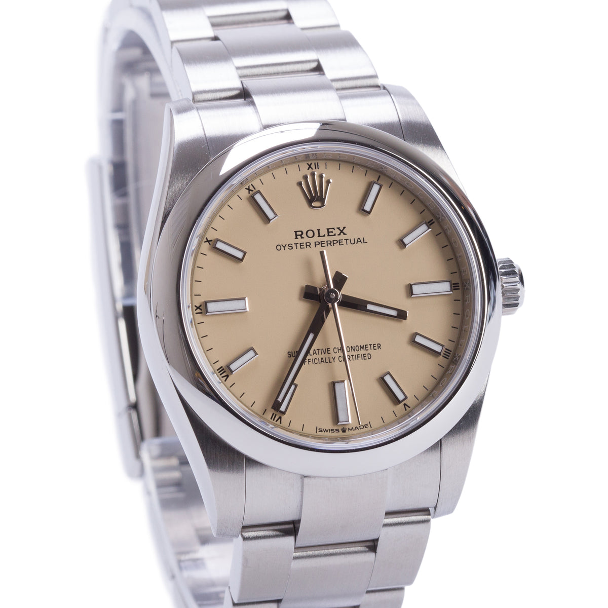Rolex 2025 Stainless Steel Oyster Perpetual 31 MM Automatic Watch Beige Dial 124200 w/ Box & Papers