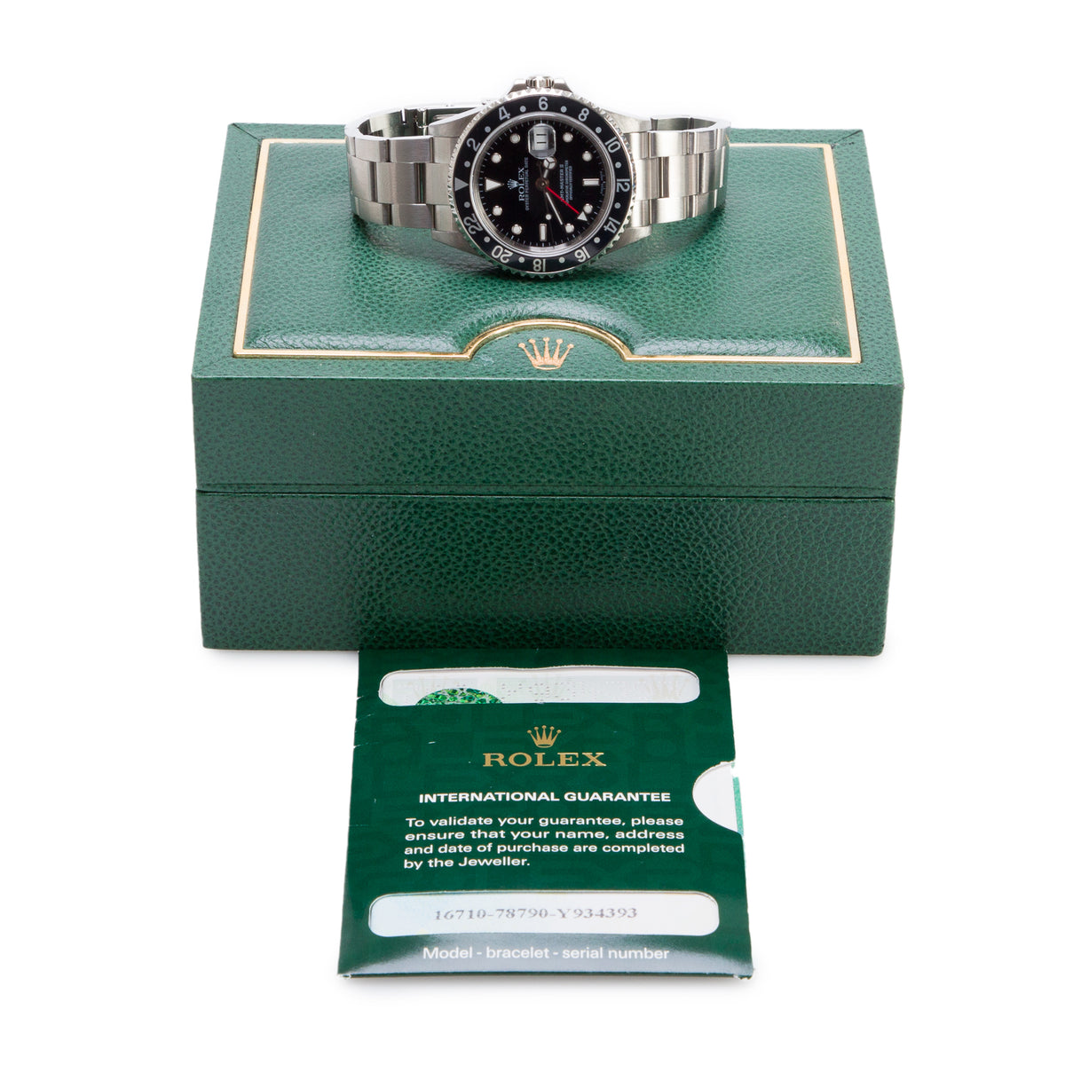 Rolex Stainless Steel GMT-Master II 40 MM Watch Black Dial 16710 w/ Box & Papers