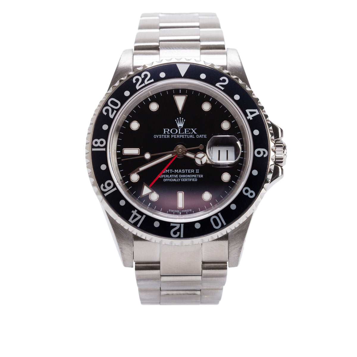 Rolex Stainless Steel GMT-Master II 40 MM Watch Black Dial 16710 w/ Box & Papers