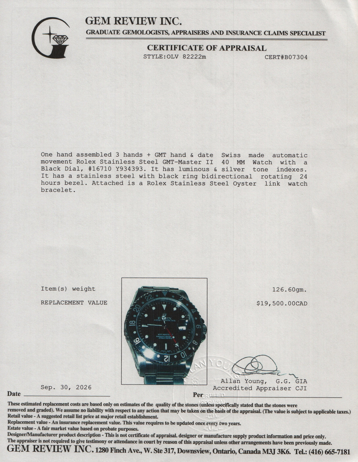 Rolex Stainless Steel GMT-Master II 40 MM Watch Black Dial 16710 w/ Box & Papers