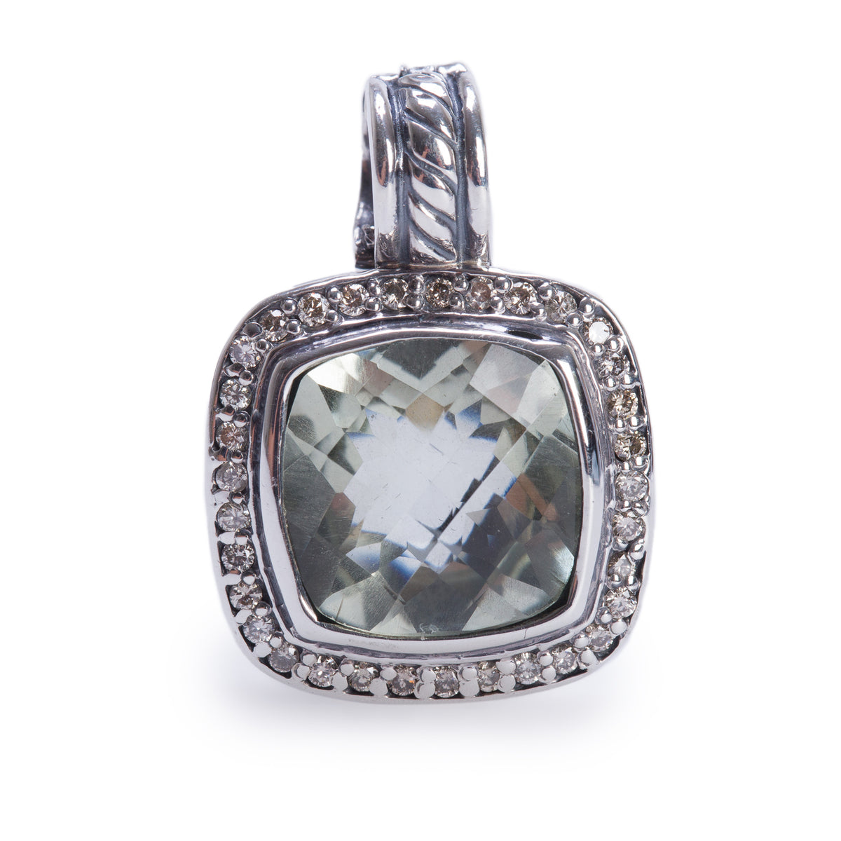 David Yurman Sterling Silver Prasiolite & Diamond Albion Pendant, 11 MM