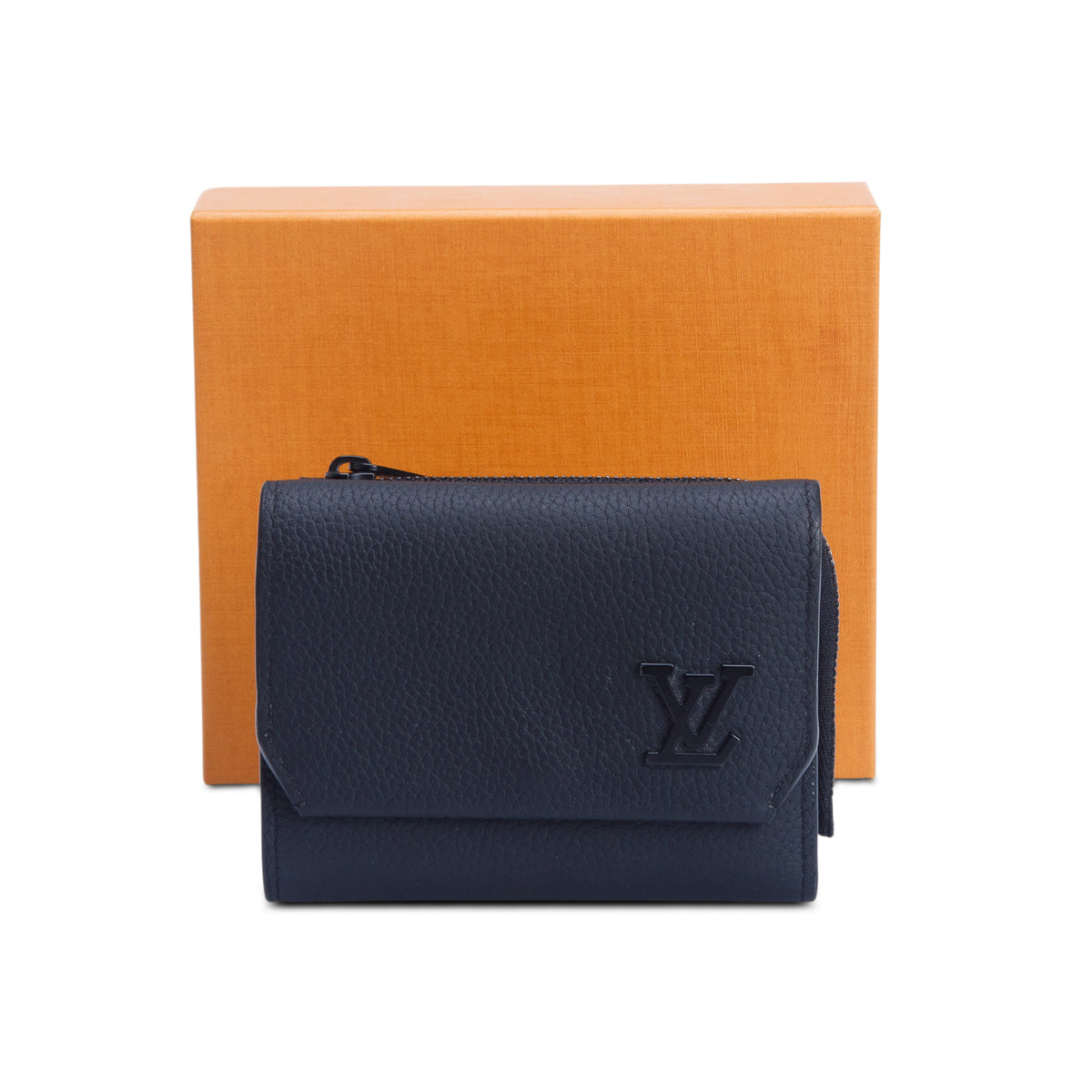 Louis Vuitton 2024 Black Taurillon Leather Aerogram Pilot Compact Wallet w/ Box & Receipt
