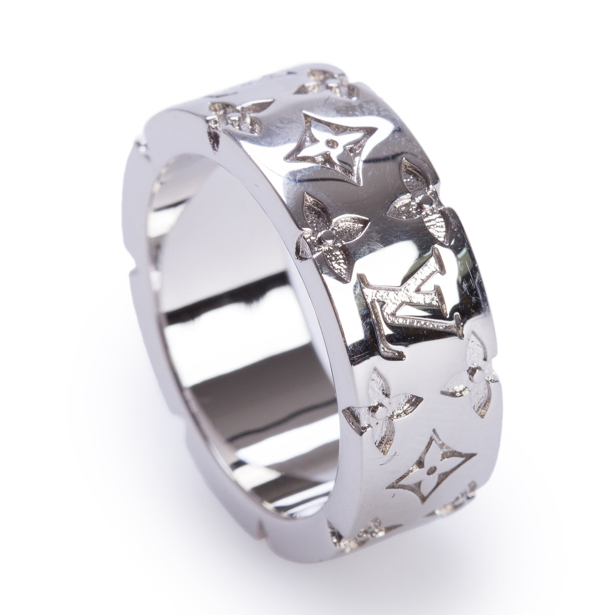Louis Vuitton Palladium Plated Mosaic Ring, Size L 10