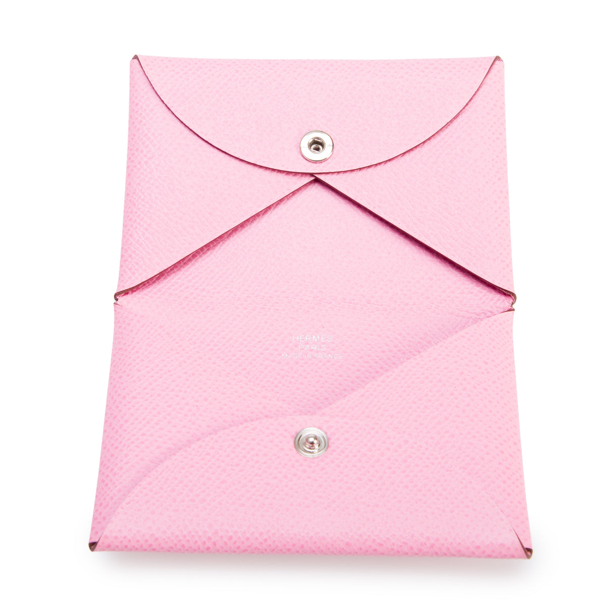 Hermes 2021 Rose Confetti Epsom Calvi Compact Card Holder w/ Box