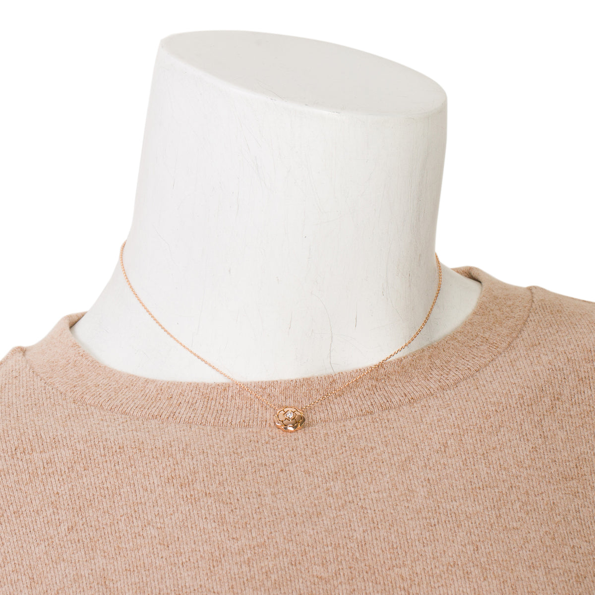 Chanel 2026 18k Rose Gold Diamond Extrait De Camelia Pendant Necklace w/ Box & Receipt