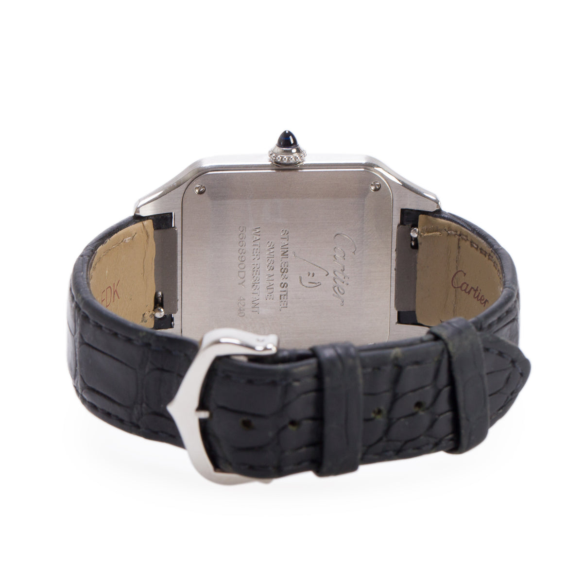 Cartier 2024 Stainless Steel Santos Dumont Watch, Silver Dial Large Model 4240 w/ Box & Papers