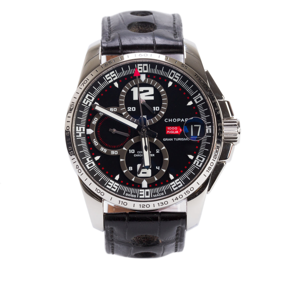 Chopard 2022 Stainless Steel Mille Miglia Gran Turismo GT XL 44 MM Automatic Chronograph Watch Black Dial w/ Box & Papers