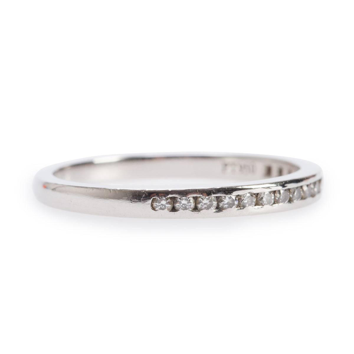 Tiffany & Co. Platinum Half Eternity Diamond Band Ring, Size 6.75 w/ Box