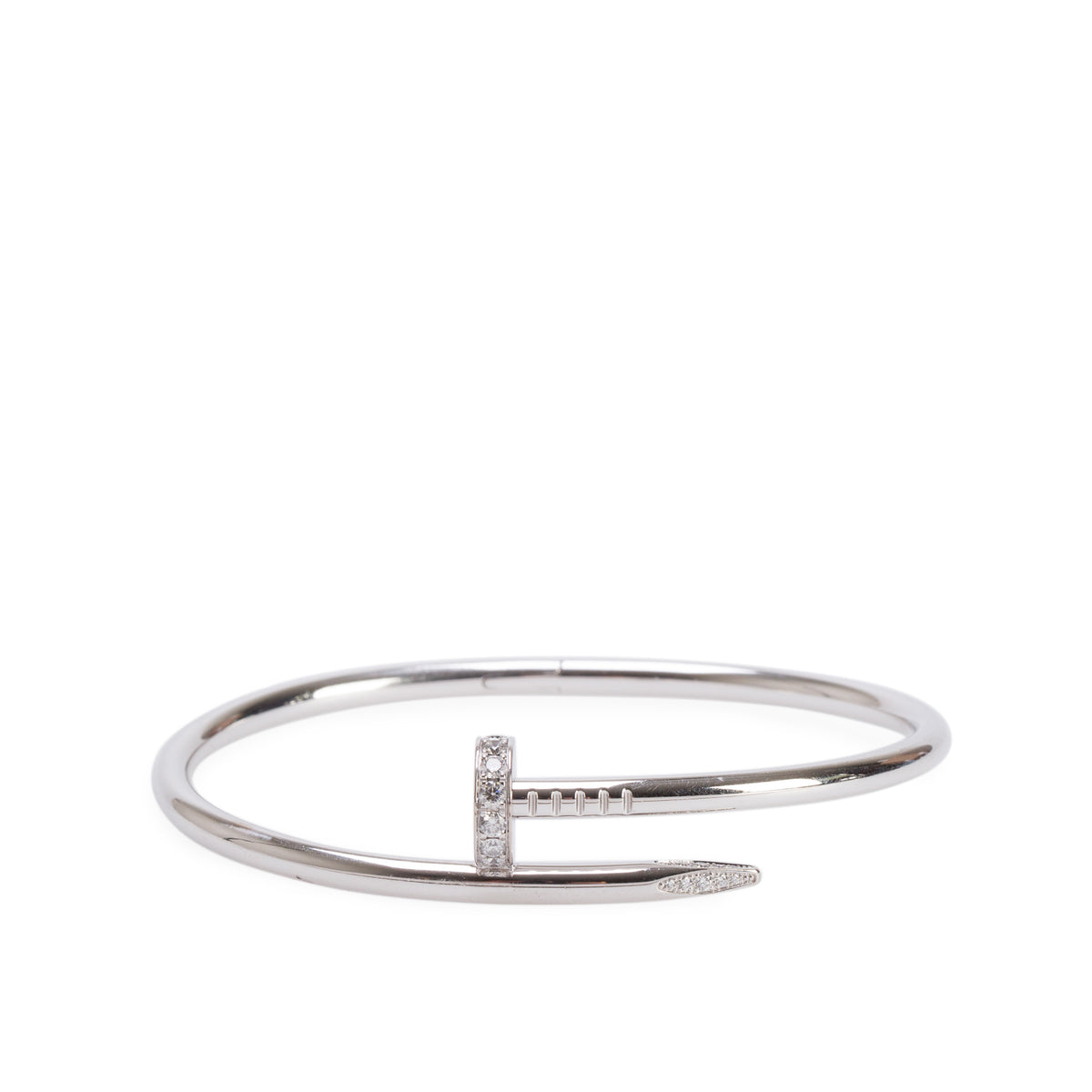 Cartier 2022 18k White Gold Juste Un Clou Diamond Bracelet, Classic Model, Size 18 w/ Certificate