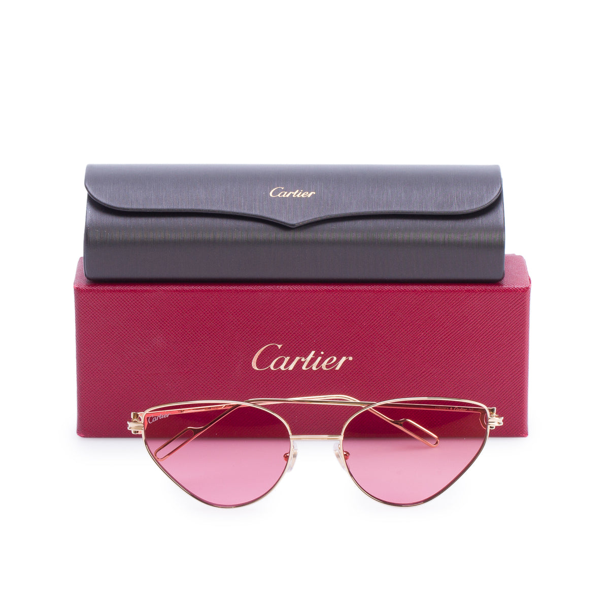 Cartier CT00155S Rimless C-Decor Cat-Eye Eyeglasses w/ Box & Case