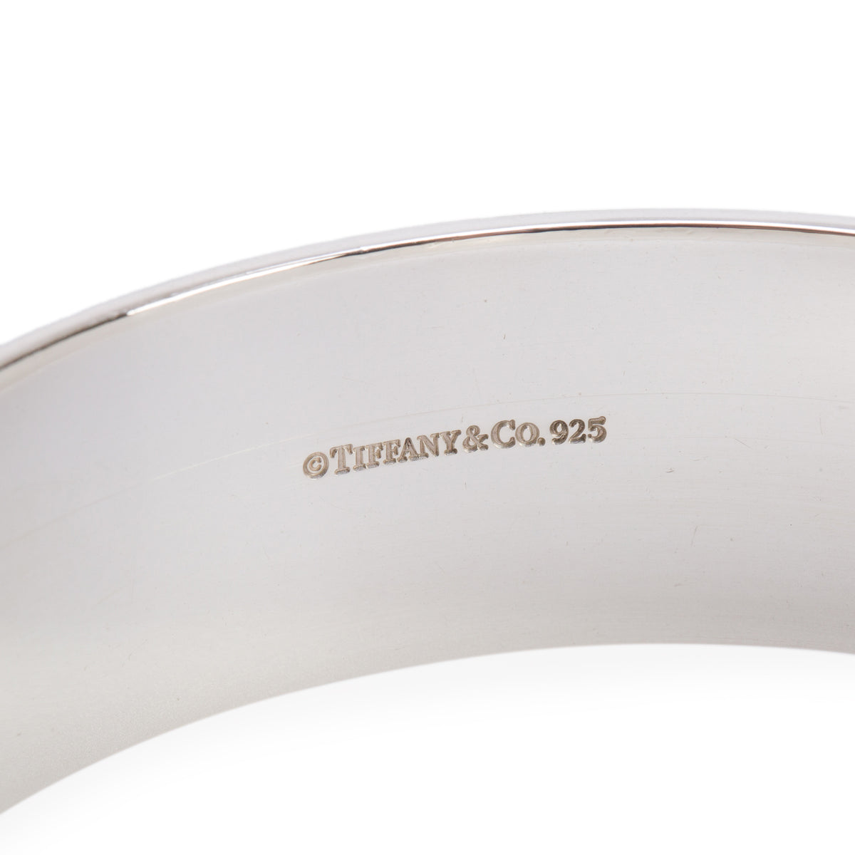 Tiffany & Co. Sterling Silver Diamond Lock Wide Bangle Bracelet