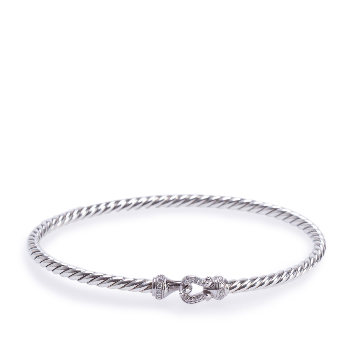 David Yurman 2025 Sterling Silver Diamond 3 MM Buckle Classic Cable Bracelet w/ Box & Receipt