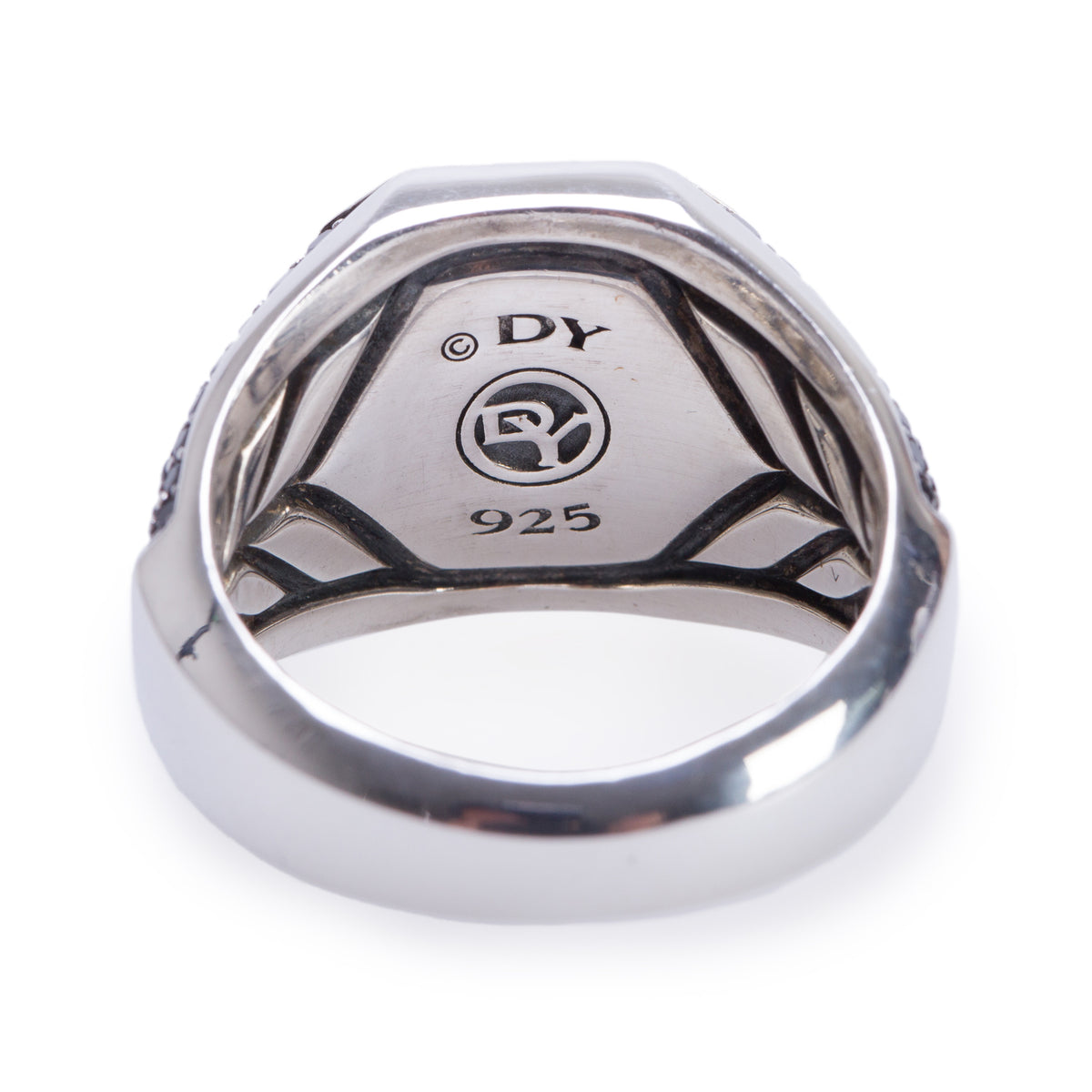 David Yurman Sterling Silver Black Diamond & Onyx Signet Ring, Size 9.25