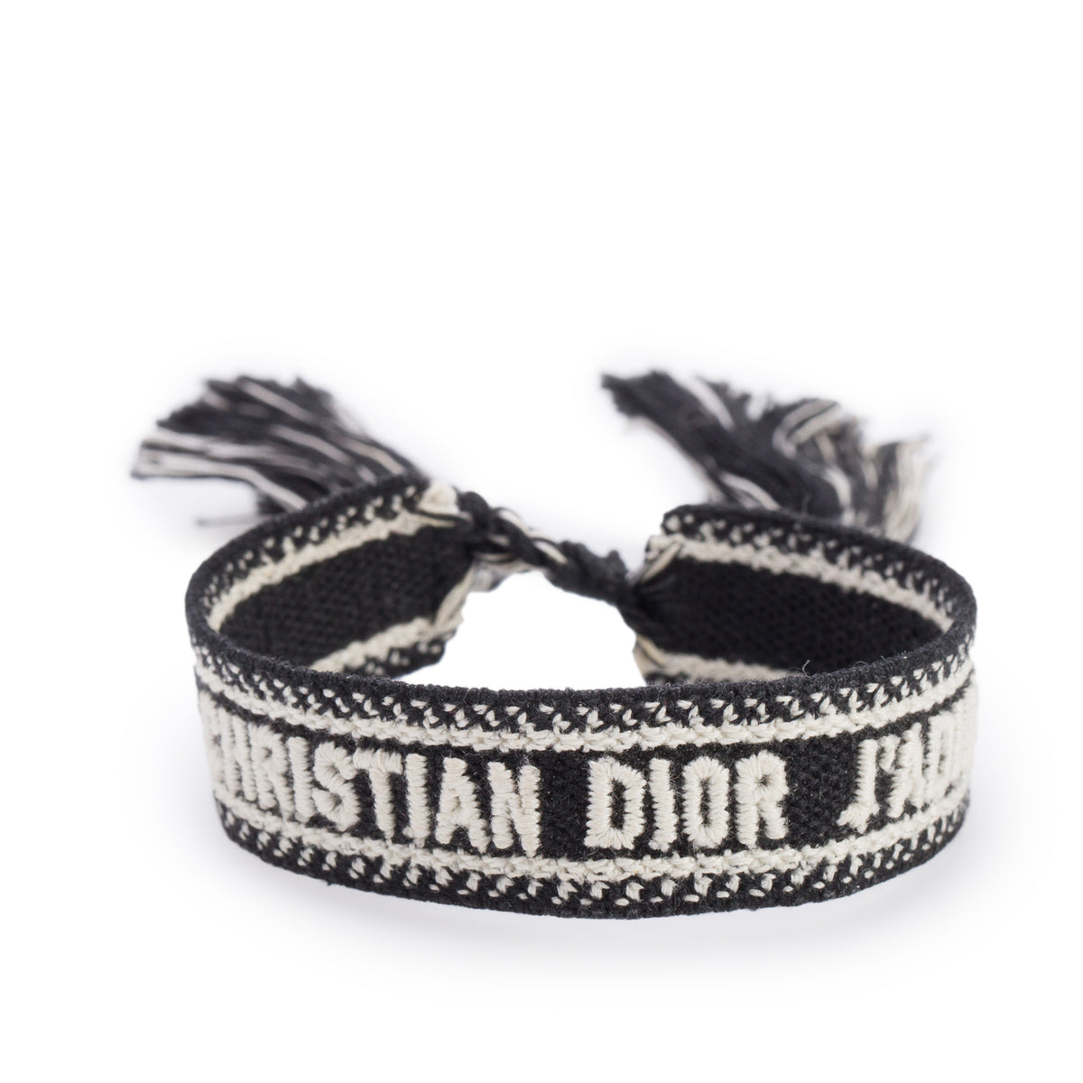Christian Dior Black Woven Cotton Oblique J'Adior Friendship Bracelet