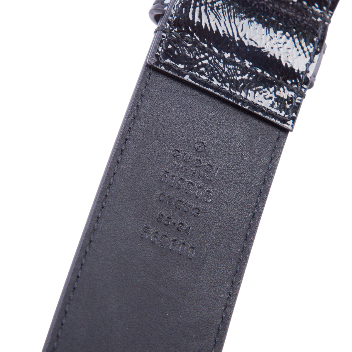 Gucci Black Patent Leather Square Buckle Belt 85 34