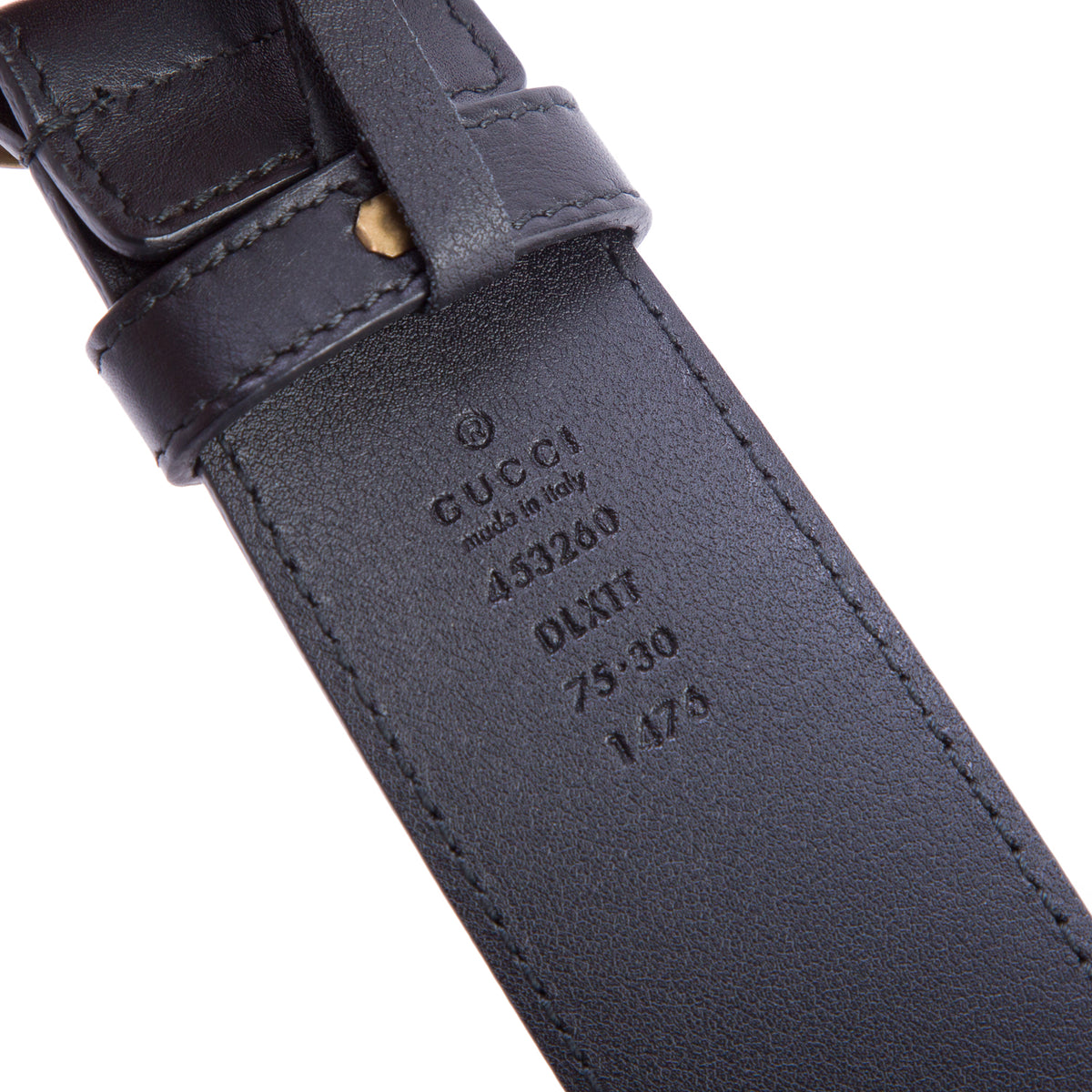 Gucci Black Leather GG Marmont Wide Belt With Pearls 75 30