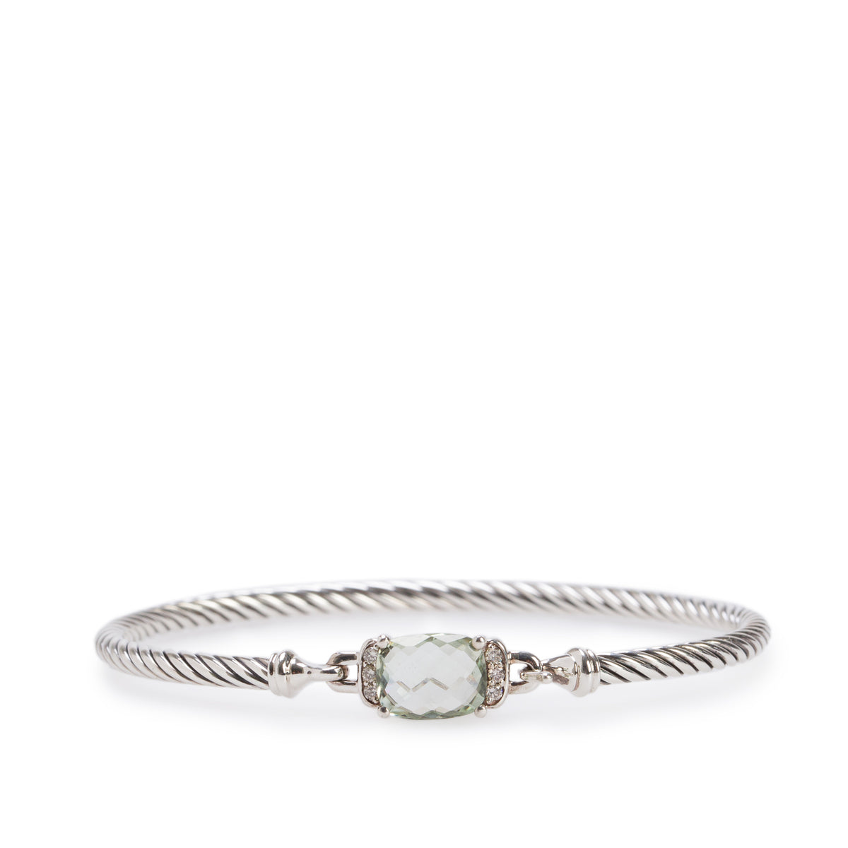 David Yurman Sterling Silver Prasiolite & Diamond Petite Wheaton Bracelet