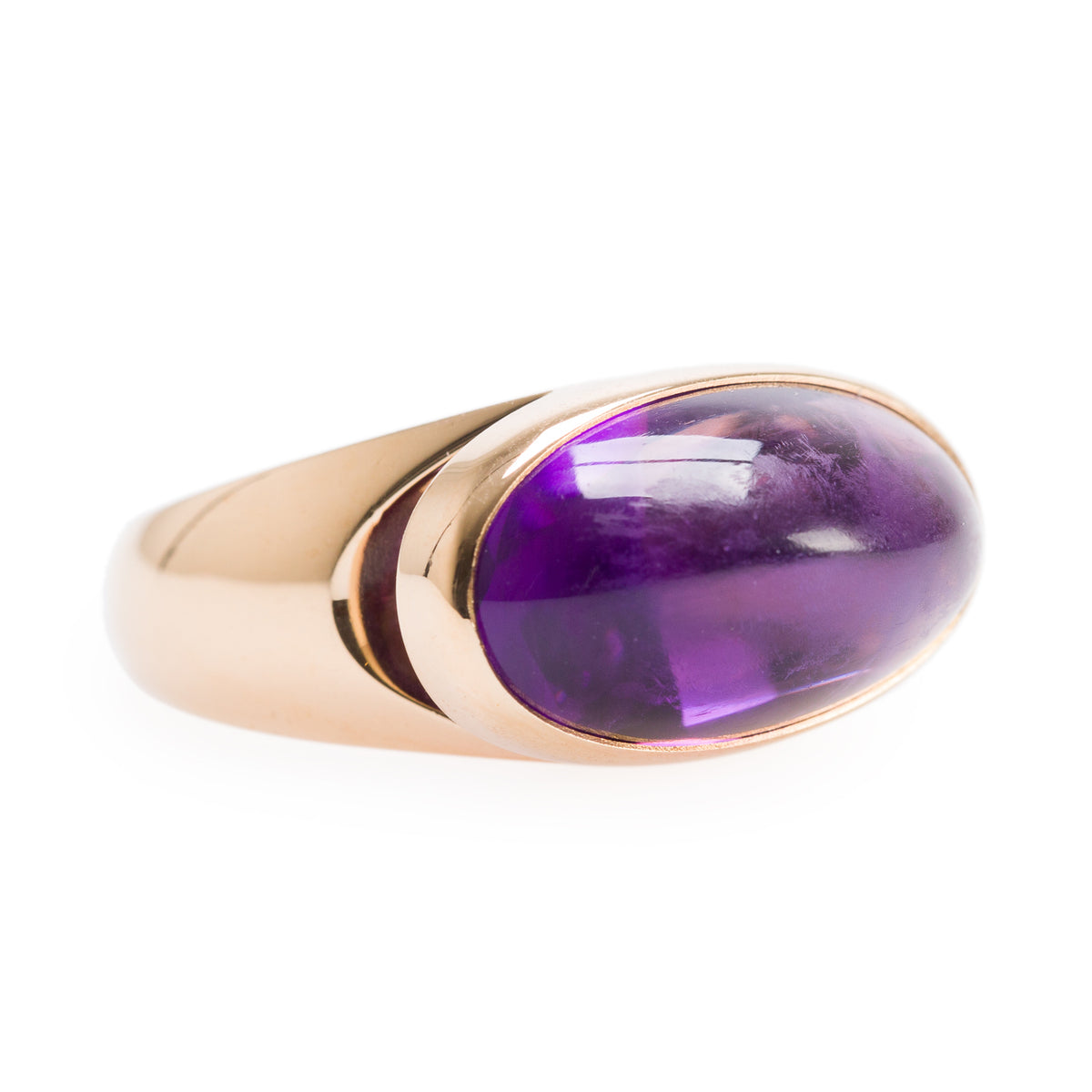 Georg Jensen 18k Yellow Gold Amethyst No. 1096 by Tuk Fischer Modernist Ring, Size 6.75